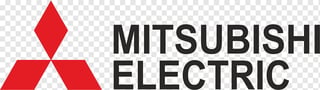 Mitsubishi Electric logo featuring red diamond and three-pointed star symbol